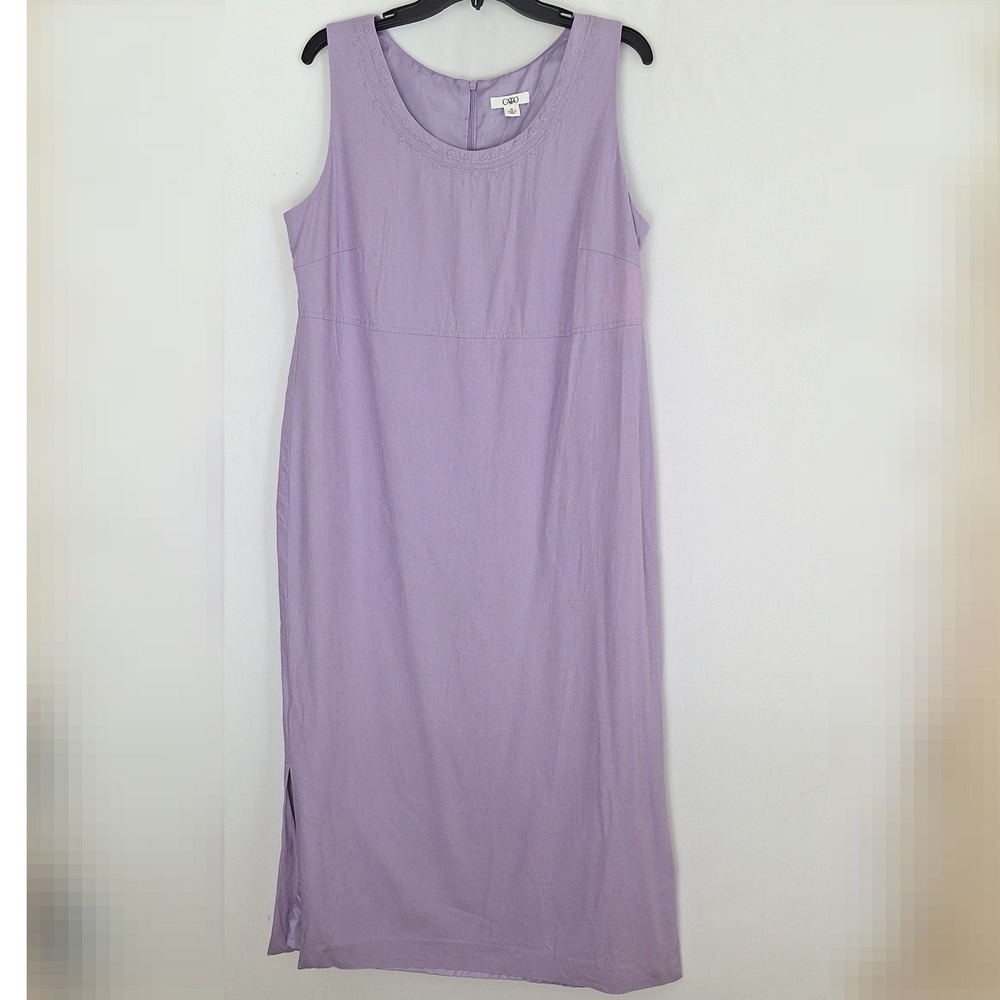 Cato Vintage Cottagecore Linen Blend Lavender Maxi Dress 16